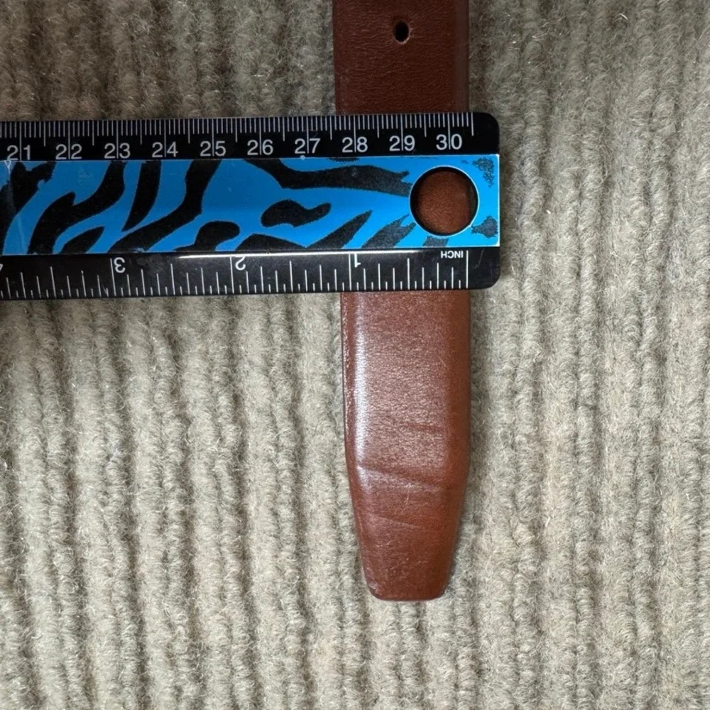 J.Crew Mens Brown Italian Leather Dress Belt Size 30 Silver Buckle E3145